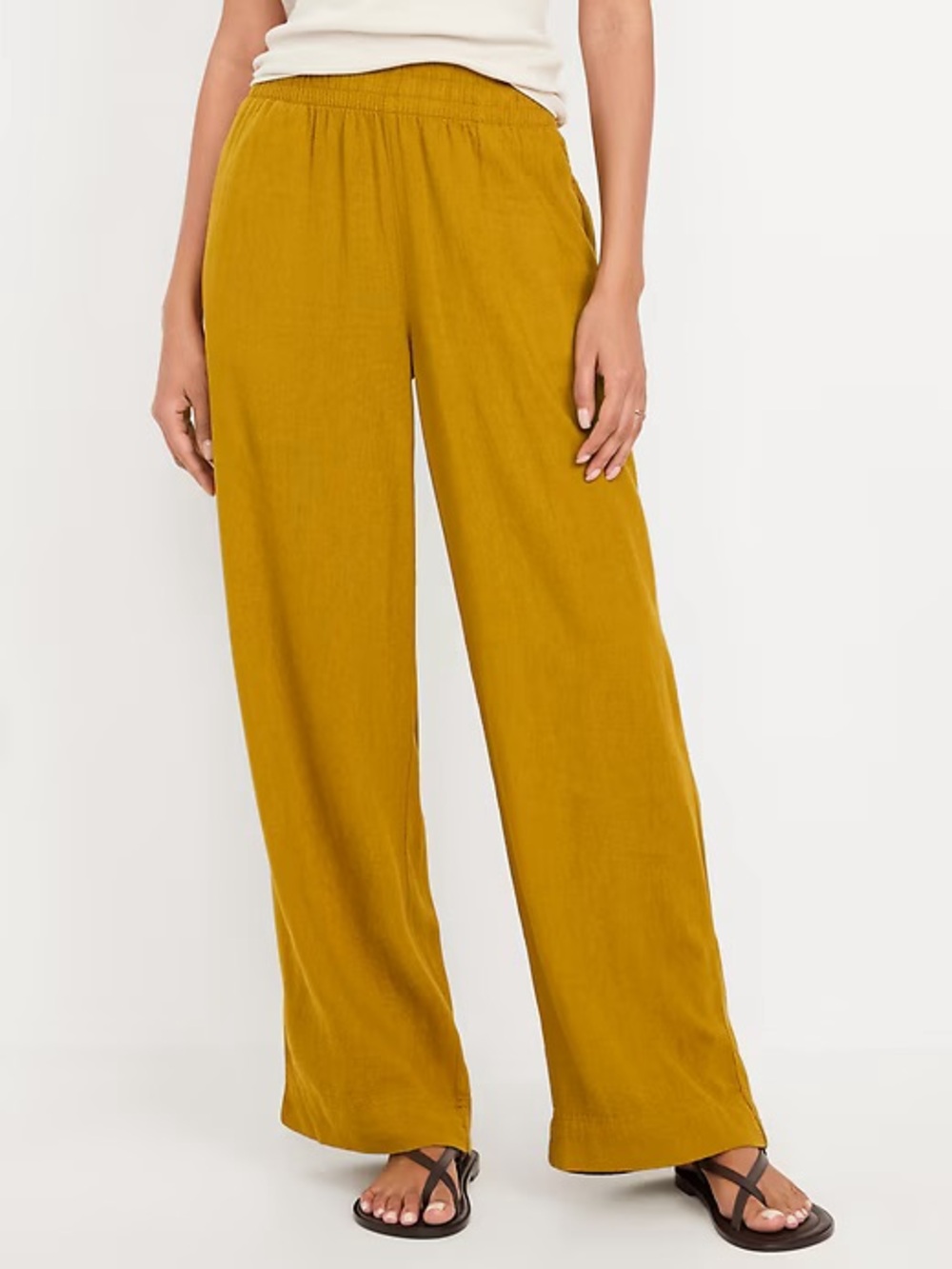 NWT XXLT Old Navy Wide-Leg Linen Pants - yellow, mustard, gold
